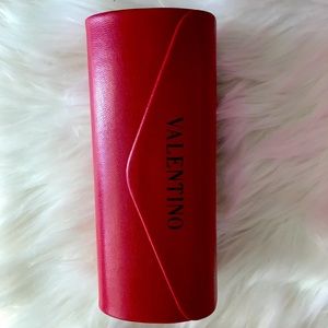 VALENTINO Red Rosso Leather Large Glasses Case